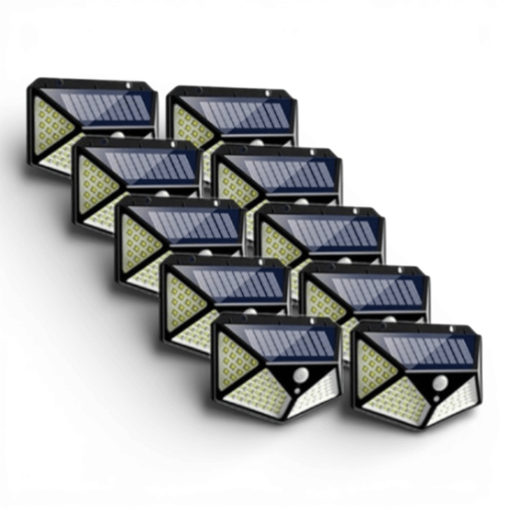 Set 10x Lampa 100 LED cu panou solar, senzor de miscare
