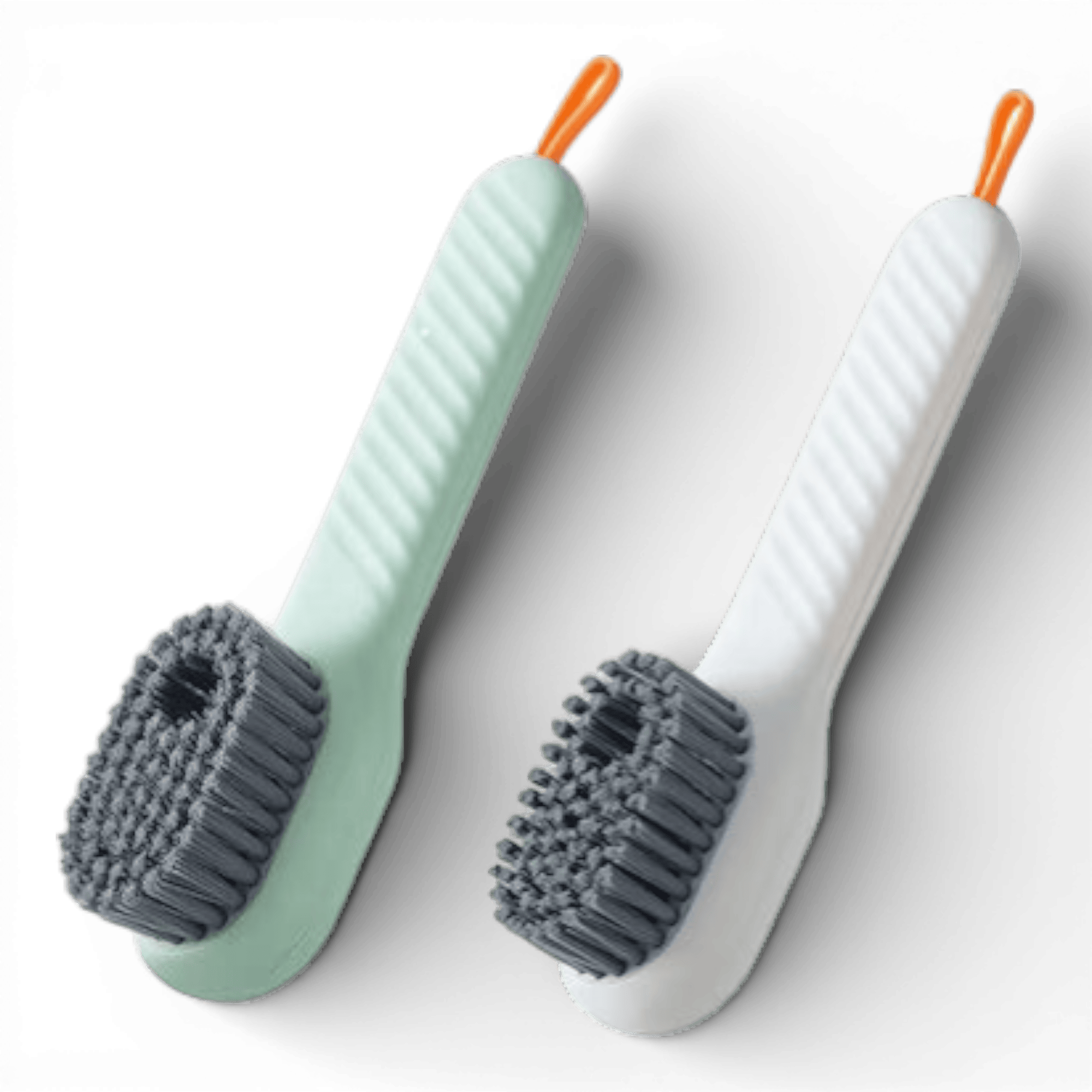 Set 10 perie pentru curatare incaltaminte cu recipient pentru detergent, universal, utilizare zilnica, Verde/Alb