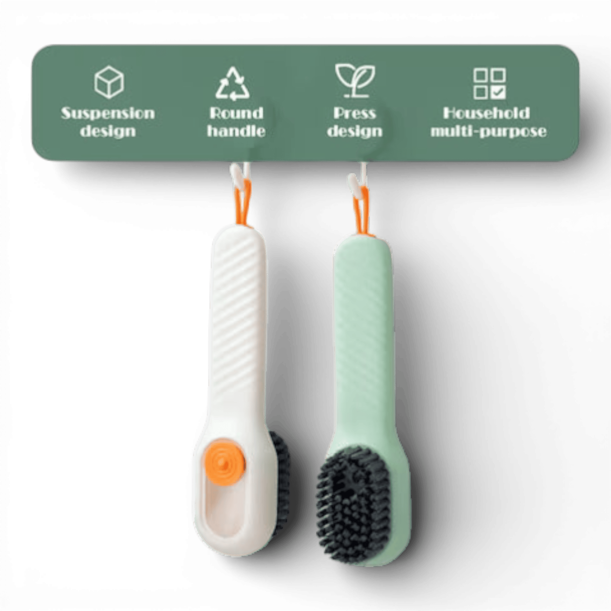 Set 10 perie pentru curatare incaltaminte cu recipient pentru detergent, universal, utilizare zilnica, Verde/Alb