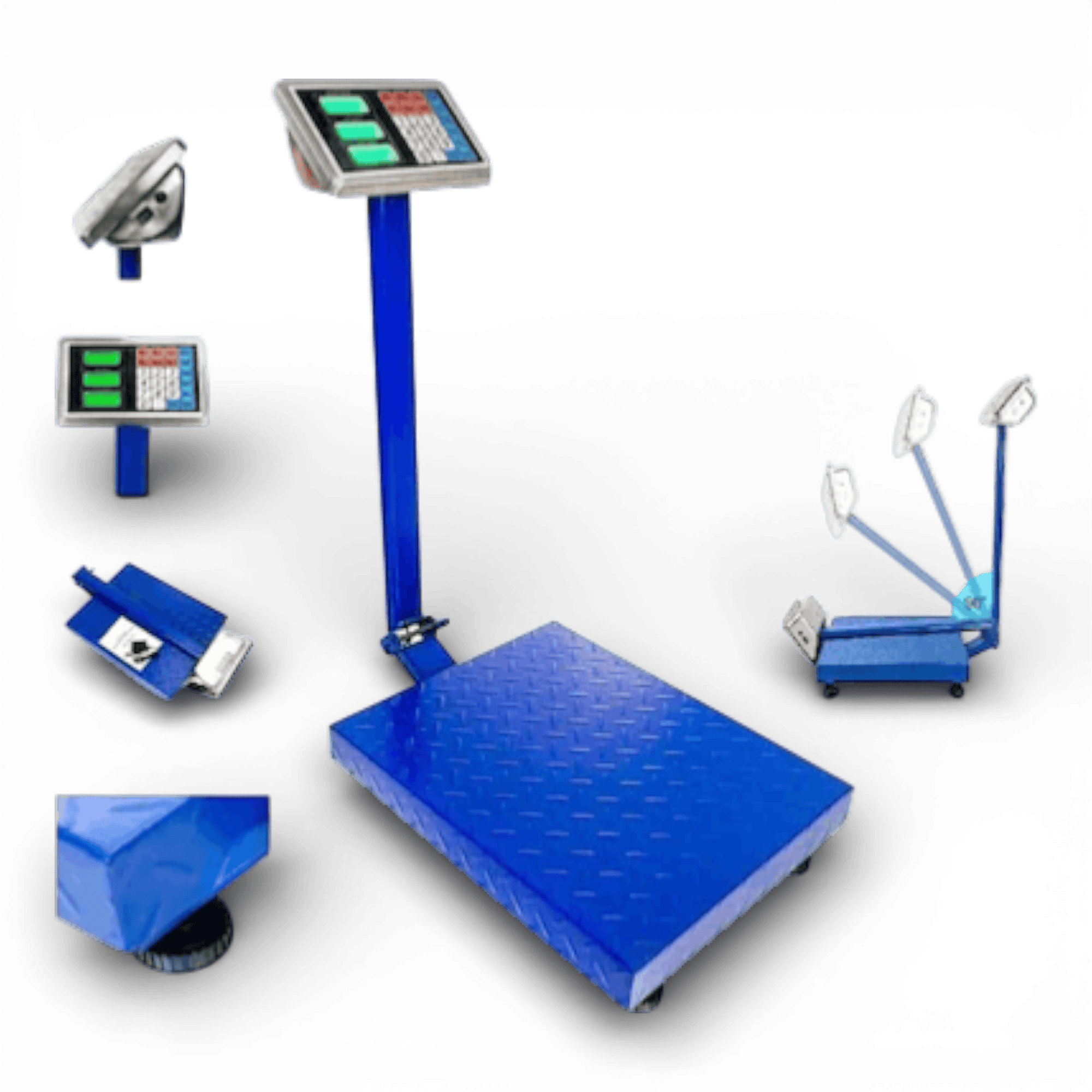 Cantar Electronic 350kg cu acumulator si platforma metalica din tabla striata, brat rabatabil