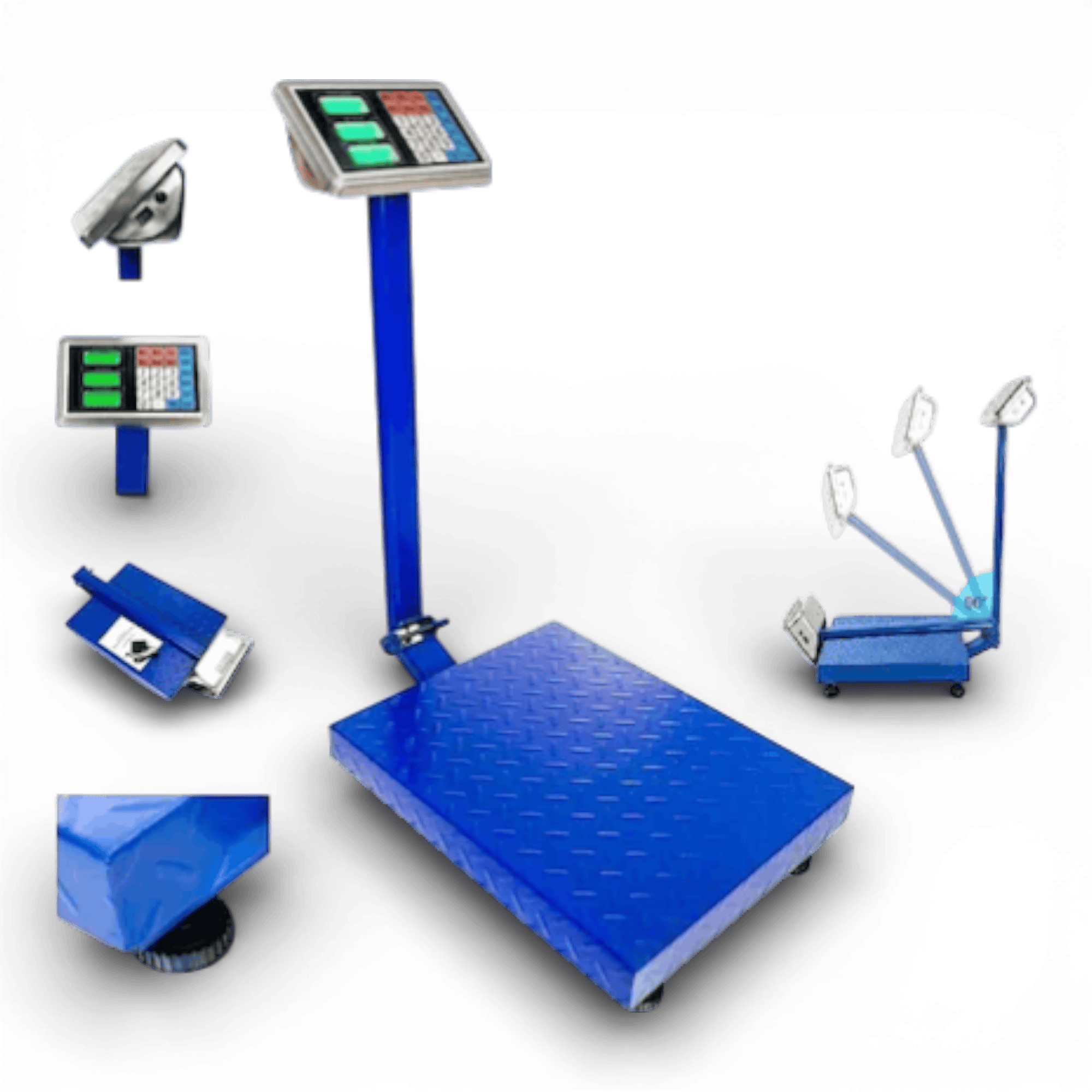 Cantar Electronic 500kg cu acumulator si platforma metalica din tabla striata, brat rabatabil