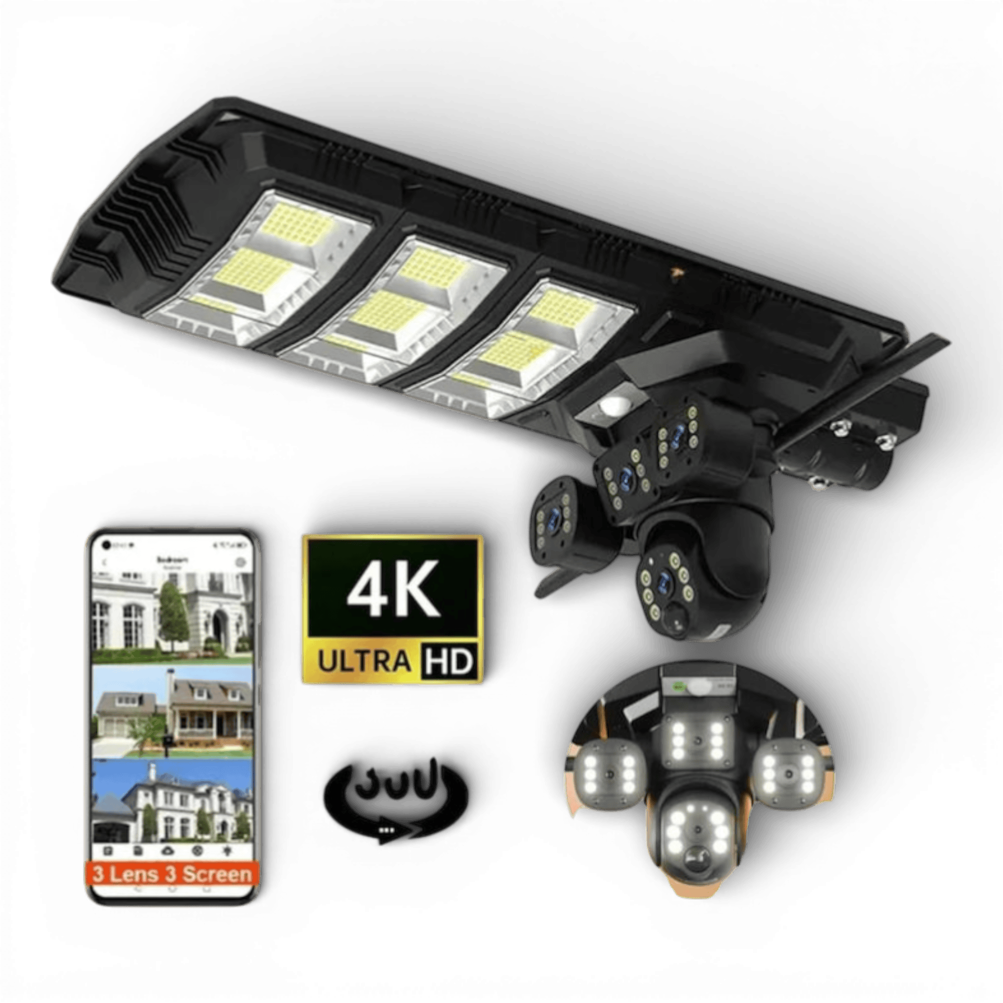 Camera 4K UltraHD 9MP 2in1, Lampa Solara 450W Stradala LED, Camera De Supraveghere 360, Night Vision, Rotativa, Wifi/4G