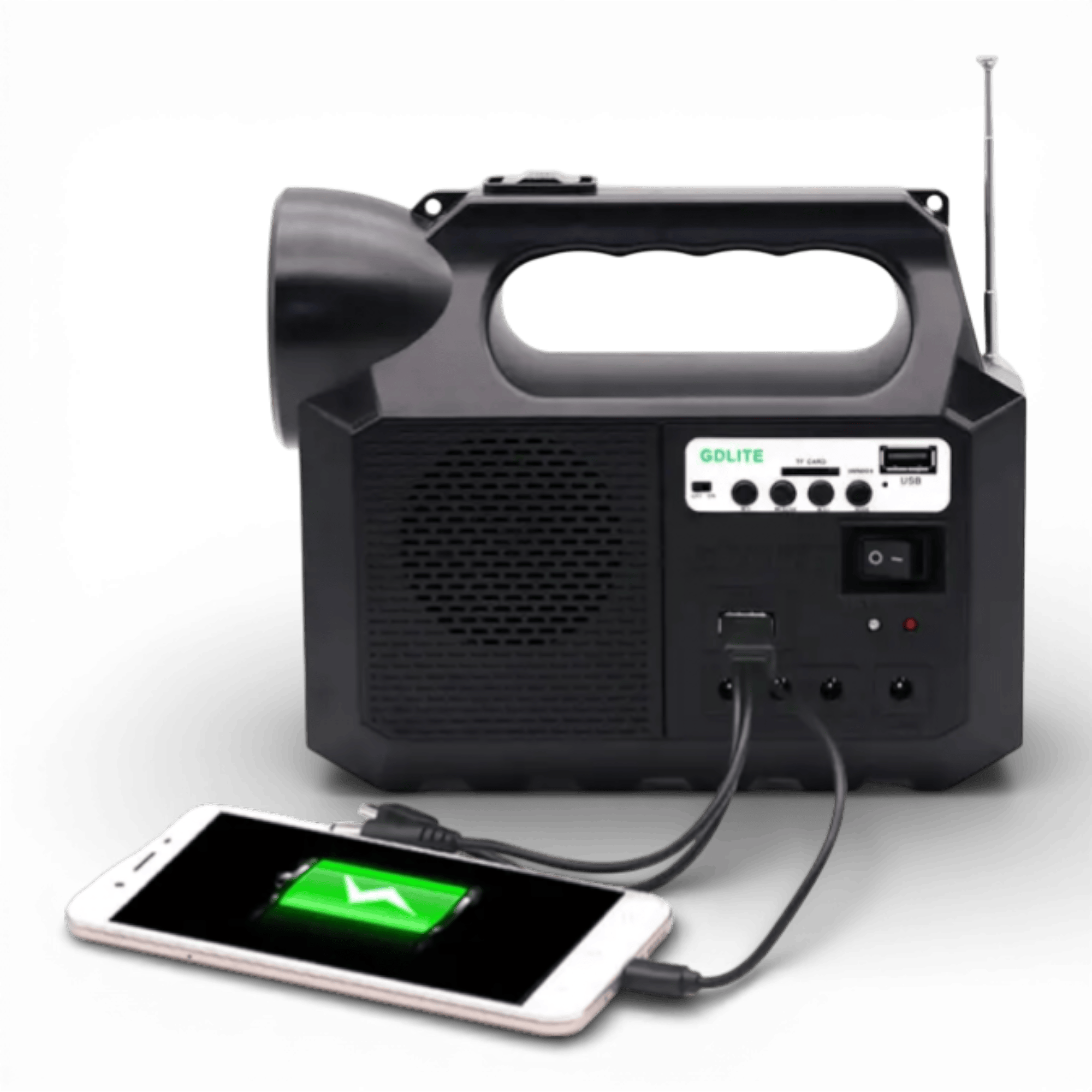 Kit Solar Portabil GDLite GD-8017M, Panou solar, USB, Bluetooth, Radio FM, MP3, Lanterna LED, 3 Becuri Incluse, Incarcare telefonica