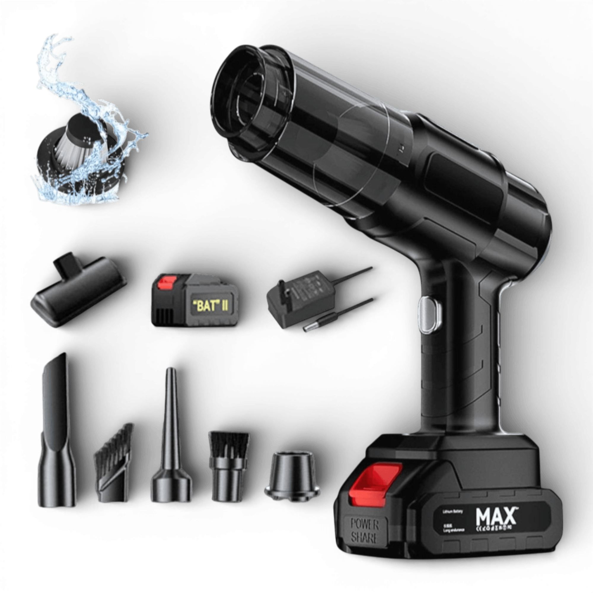 Aspirator si Suflanta de Aer Portabila 4-in-1 pentru masina, casa, birou si animale de companie, cu baterie detasabila si reincarcabila