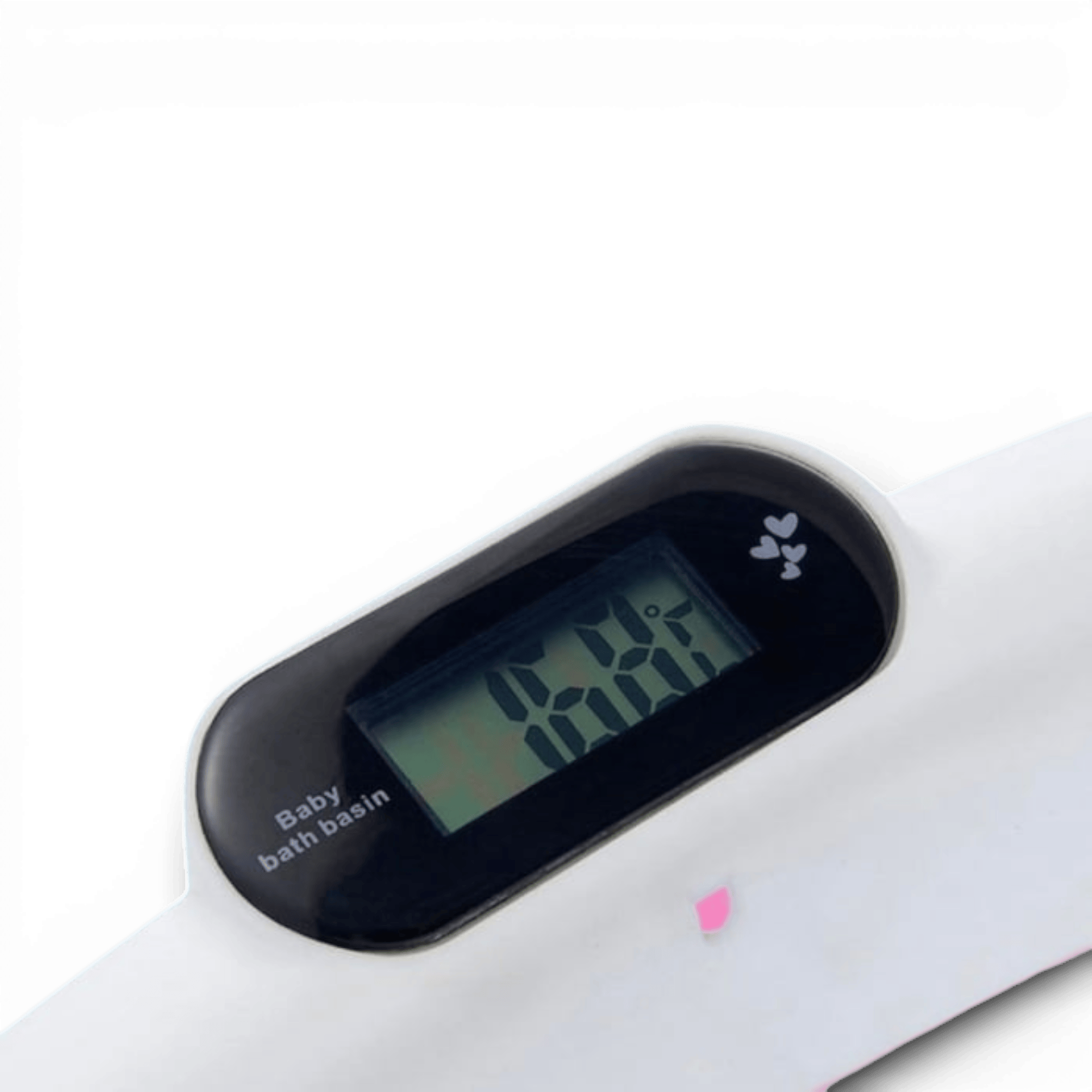 Cadita cu pernuta pentru bebelusi, termometru digital incorporat, pliabila, dop de scurgere, picioare anti-alunecare, design ergonomic, 75 x 45 x 22 cm, Roz