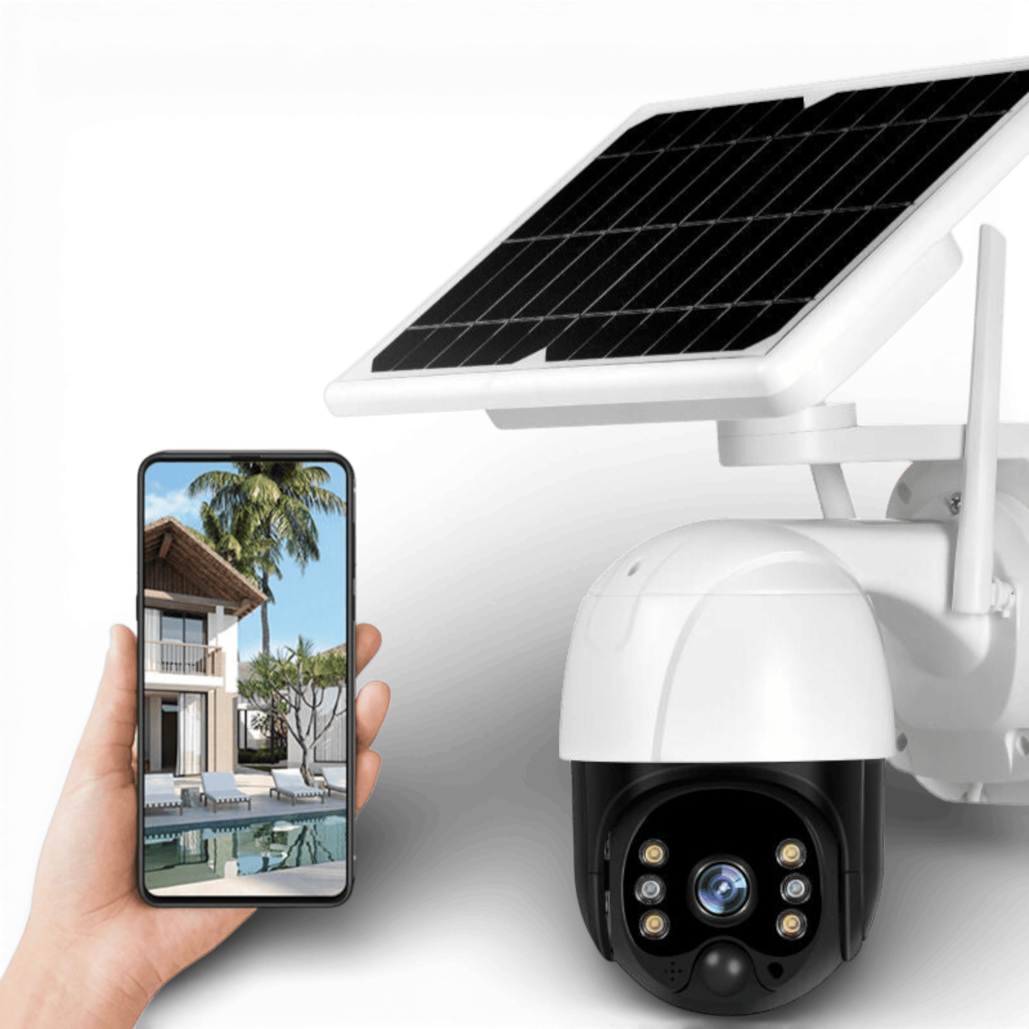 Camera de supraveghere wireless 5MP cu panou solar, rotire 355°, IP66, infraroșu, WiFi/4G