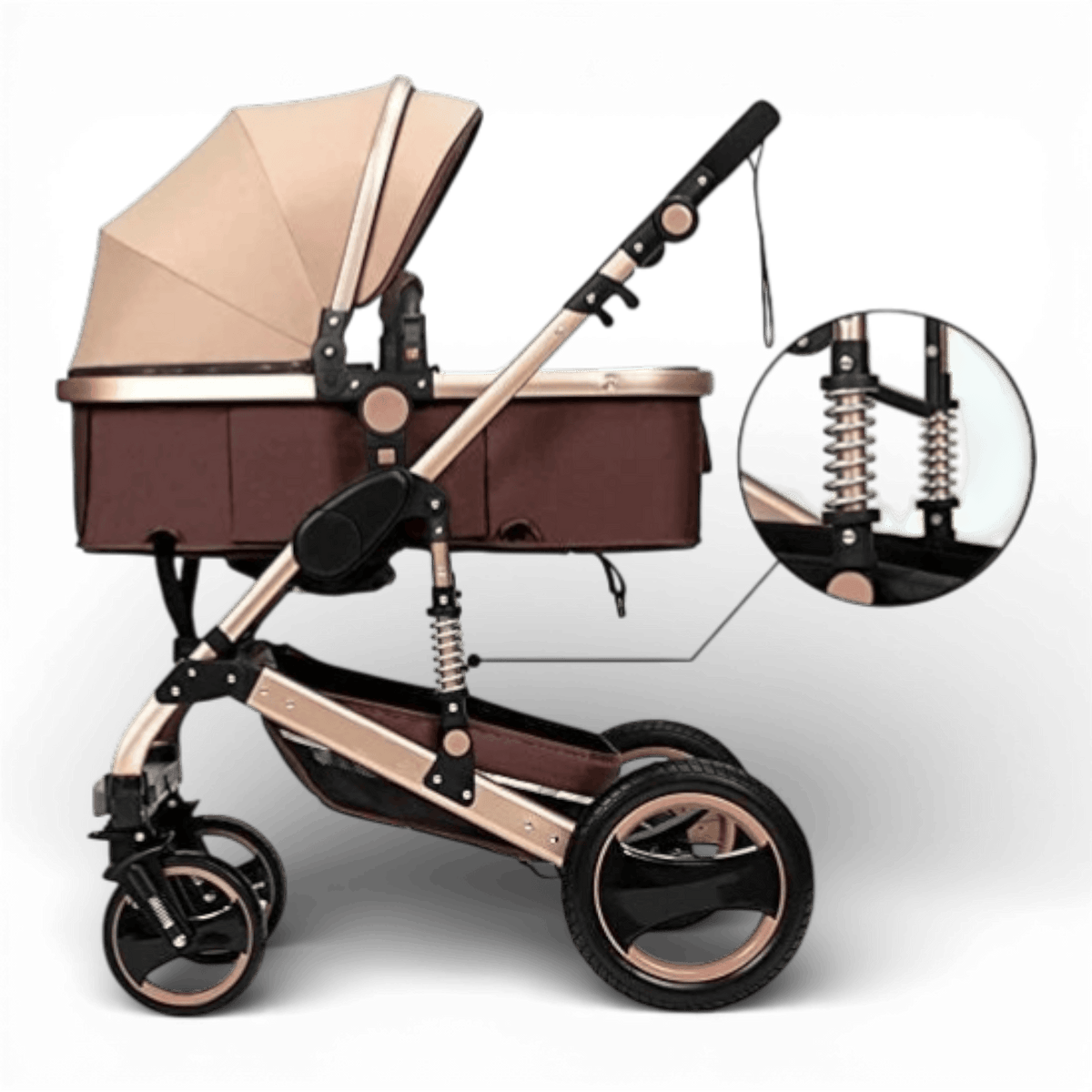 Carucior 2 in 1 pentru copii, pliabil, cu suspensii, transformabil landou-sport, 0-36 luni, cos pentru accesorii