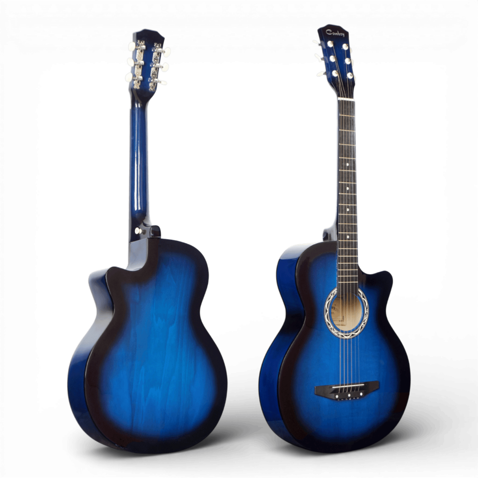 Chitara Acustica Albastru 4/4 38" ( 95 x 35 cm ), pentru Incepatori si Adulti, Recomandata peste 8-10 Ani, 6 Corzi Metalice, 20 De Taste