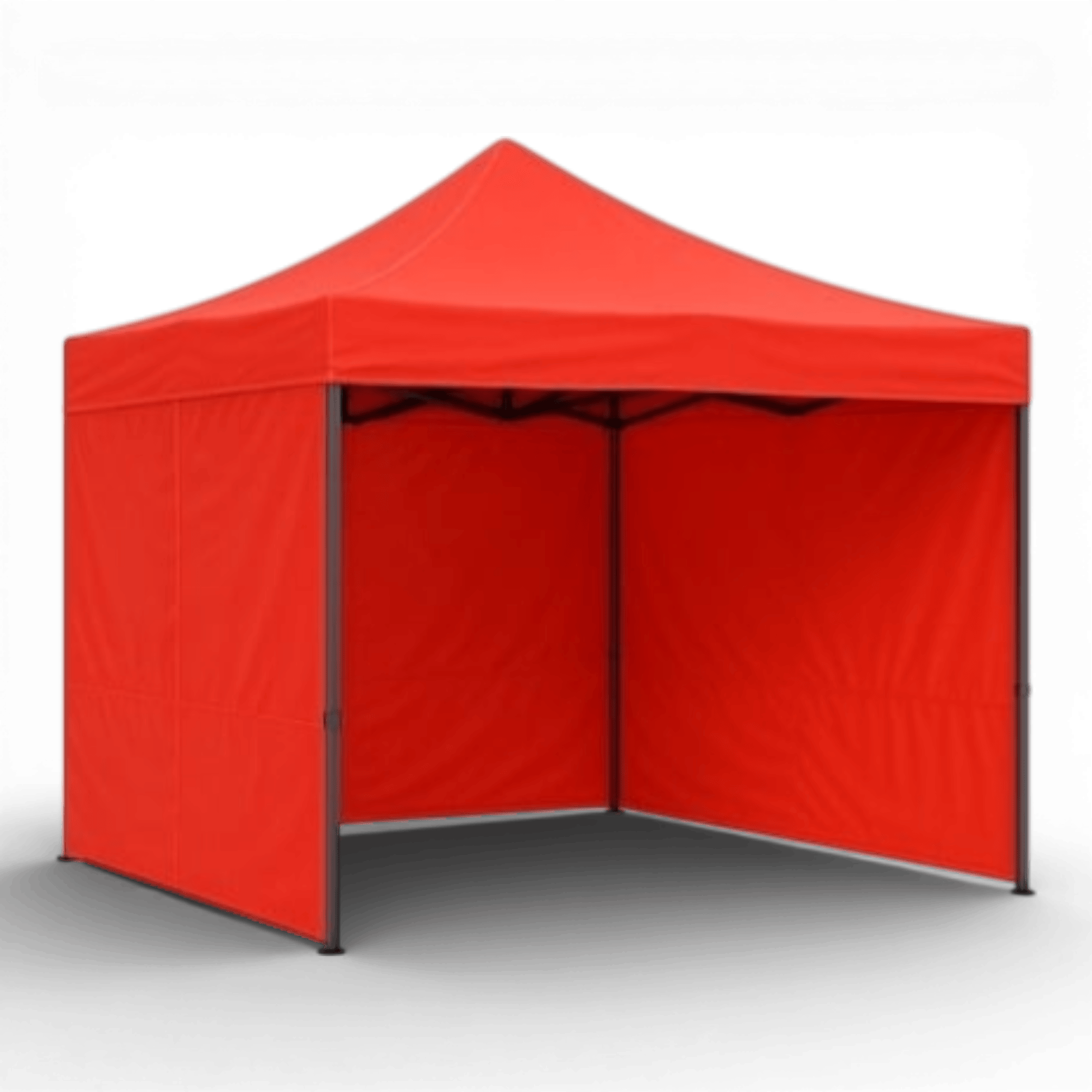 Cort Pavilion 3x3m Complet cu 3 Pereti Laterali si Acoperis, Cadru Pliabil pentru Curte, Gradina sau Evenimente, Rosu