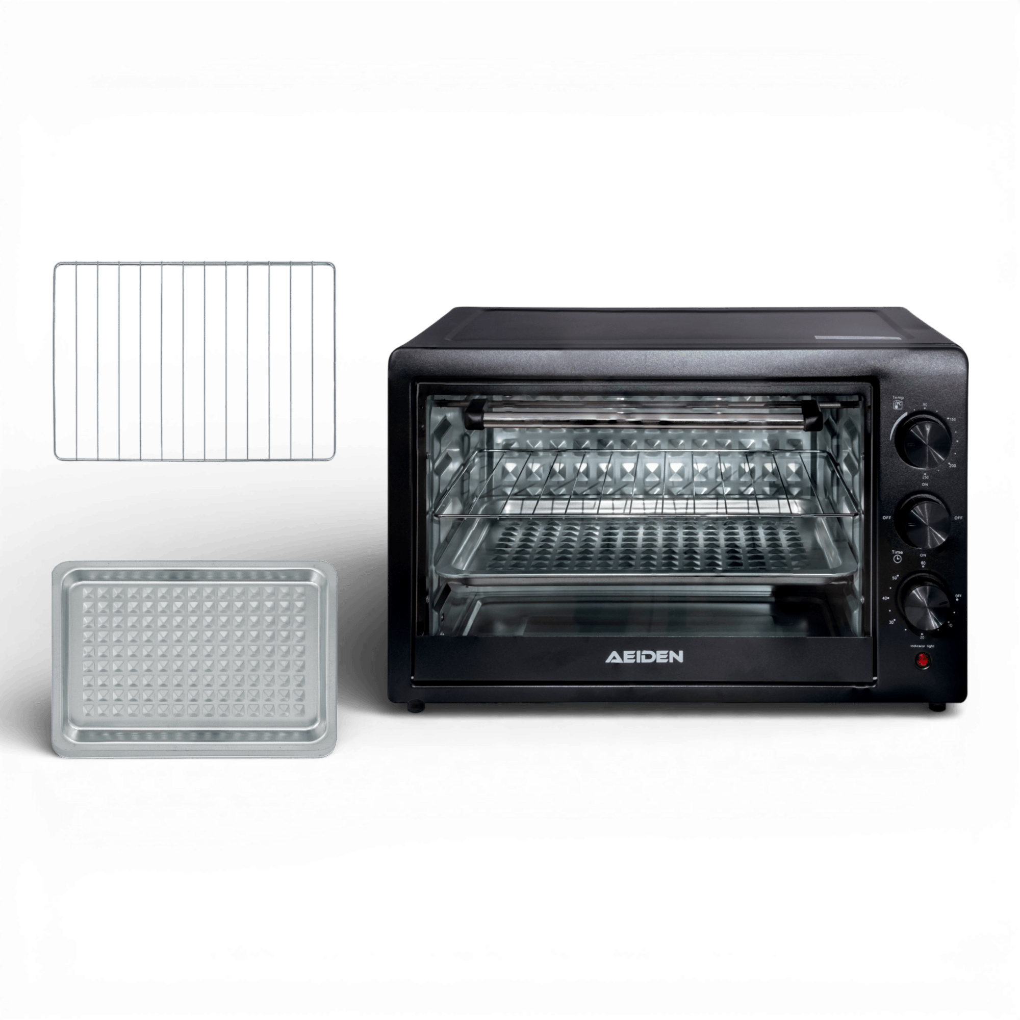 Cuptor Electric de Bucătărie AEIDEN 2600W, 48L, Tavă de copt, Grătar și Funcție Rotisor