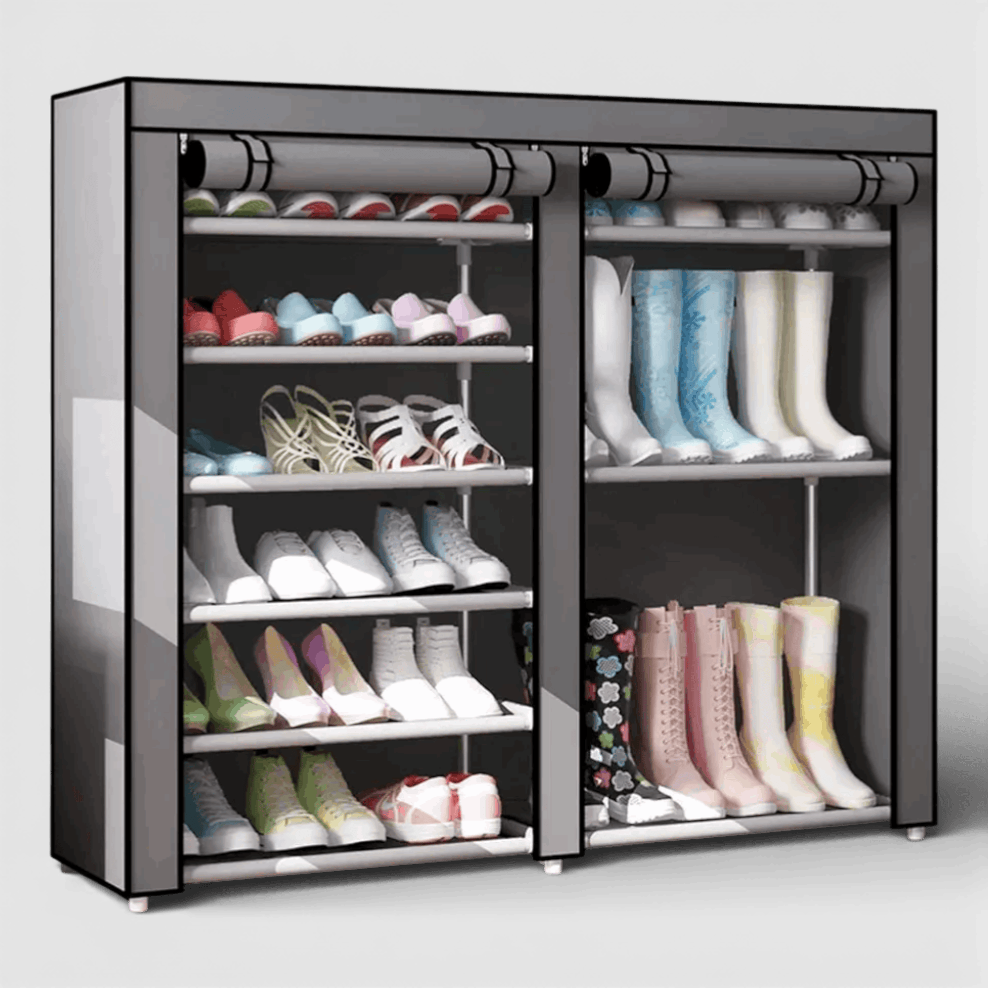 Dulap dublu textil pentru incaltaminte, 118 x 30 x 120 cm