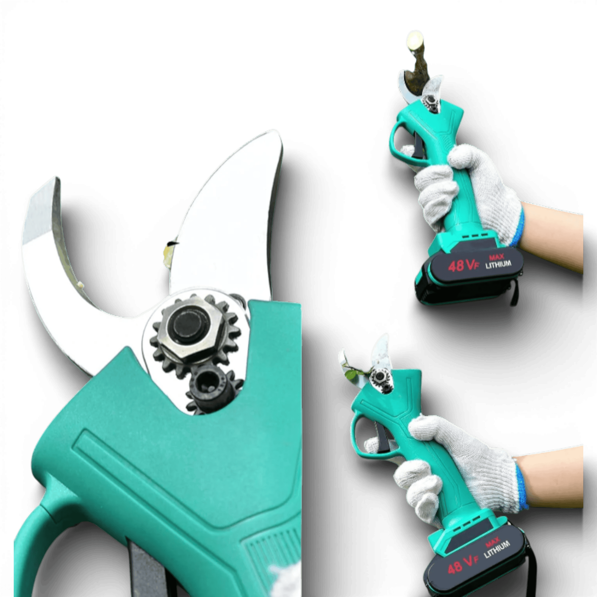 Foarfeca electrica portabila pentru Gradinarit AEIDEN ®, 2 Acumulatori 48V 8.0Ah, 500W, Lama din otel Carbon, baterie 8000mAh, 1 incarcator, design modern, accesorii incluse si valiza de transport, autonomie