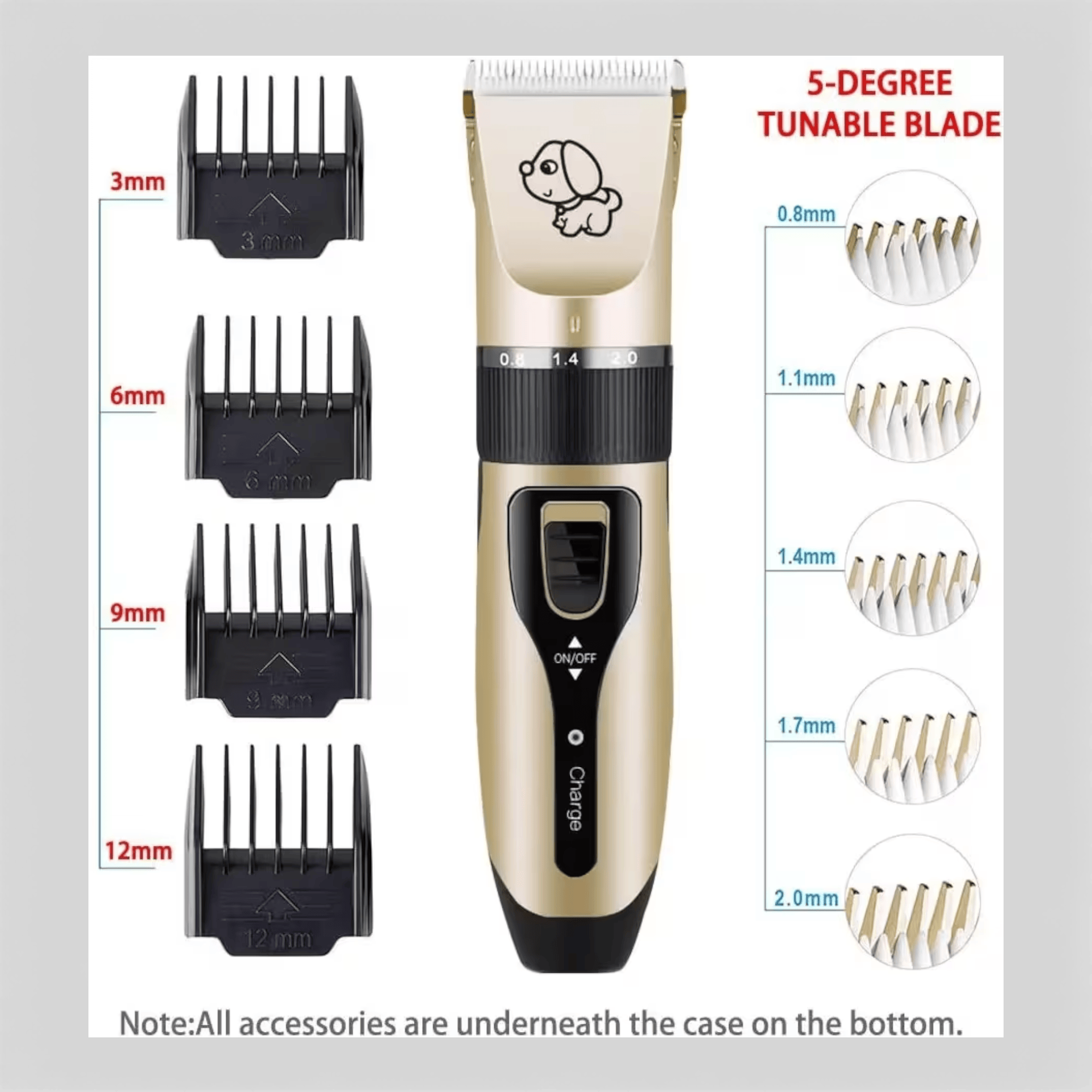 Masina de tuns animale fara fir, 1200 mAh, 8 accesorii incluse