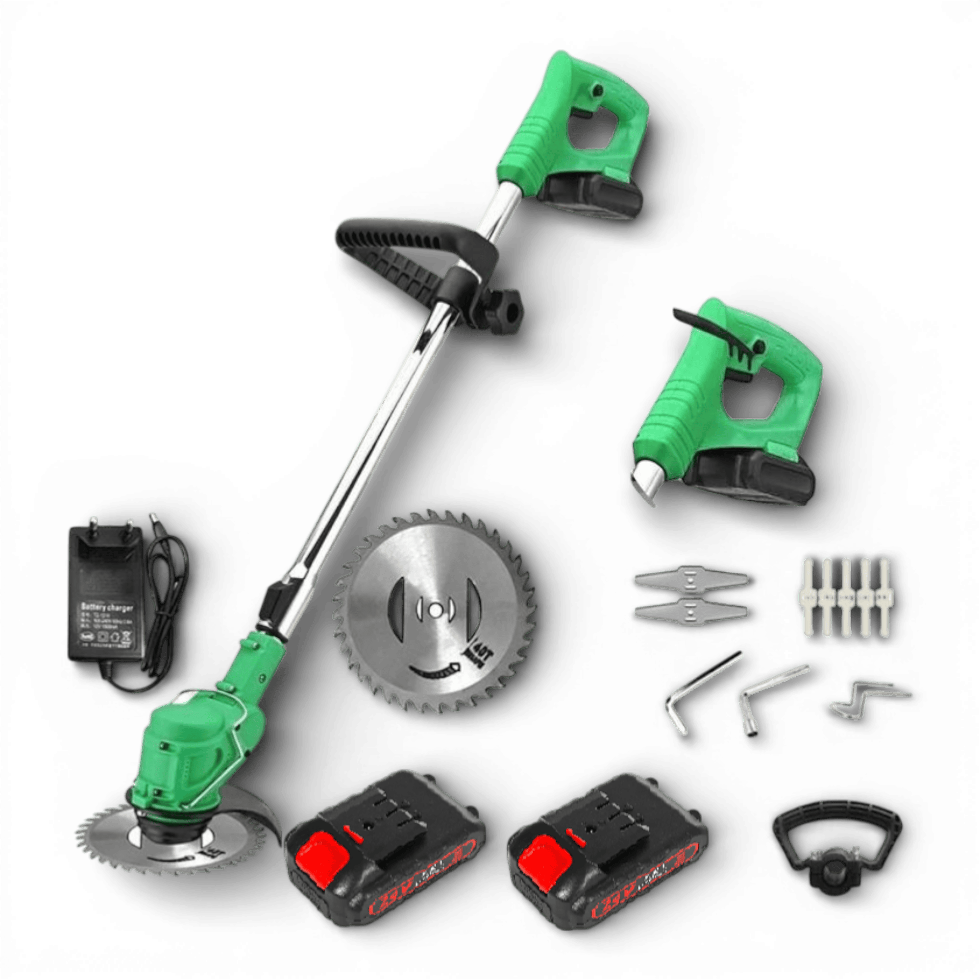 Motocoasa electrica pentru Gradinarit 48V 500W, 2 acumulatori, baterie 4000mAh, 18.000 RPM, brat ajustabil, accesorii incluse, autonomie mare