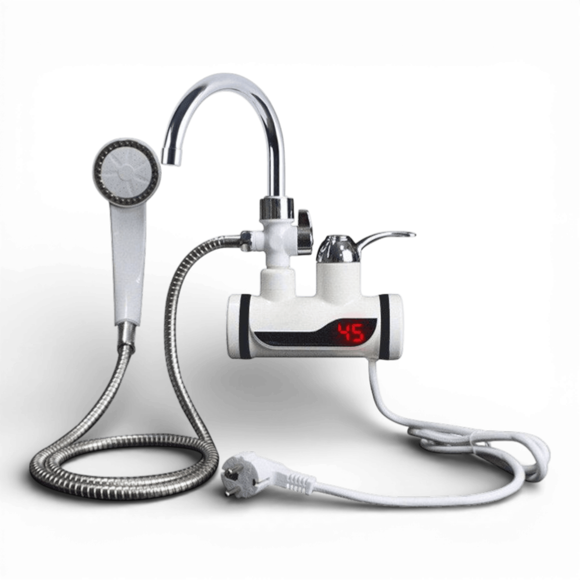 Robinet Electric pentru Apa Calda, Instant Heater cu Sistem de Dus Inclus, 3000W / Cu Prindere pe Perete