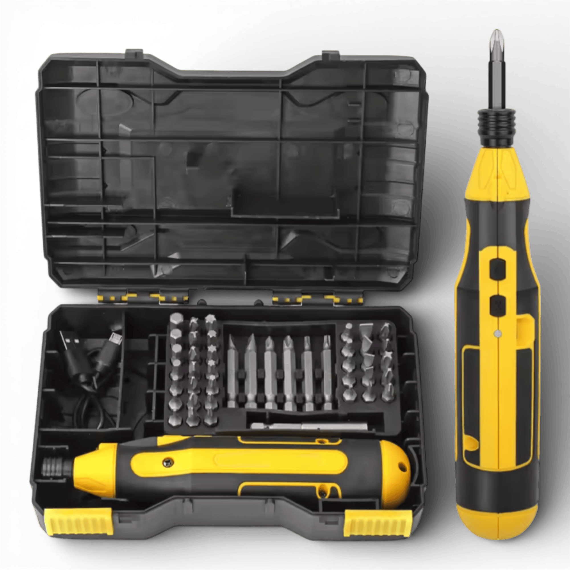 Set șurubelnița electrica AEIDEN® fără fir cu lumină LED - Compact, multifuncțional pentru demontare și asamblare, cuplu reglabil, 4 setări, baterie litiu reîncărcabilă prin USB