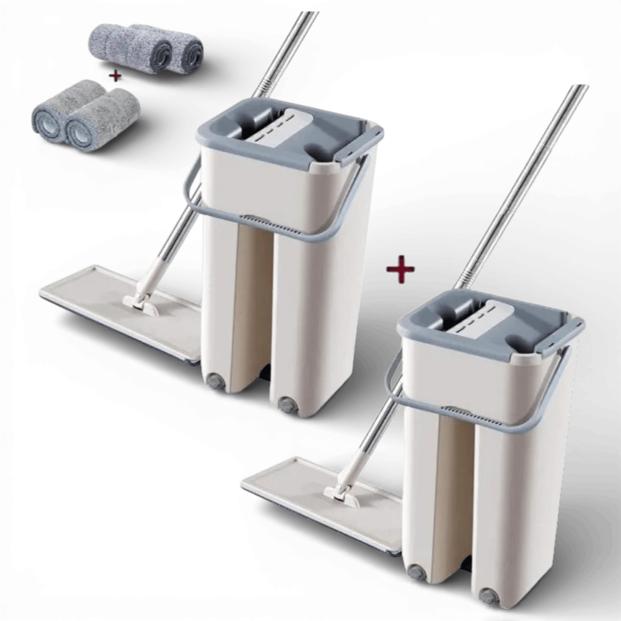 Pachet promo: 2x Mop profesional cu doua cuve de spalare si uscare + 4 rezerve cadou