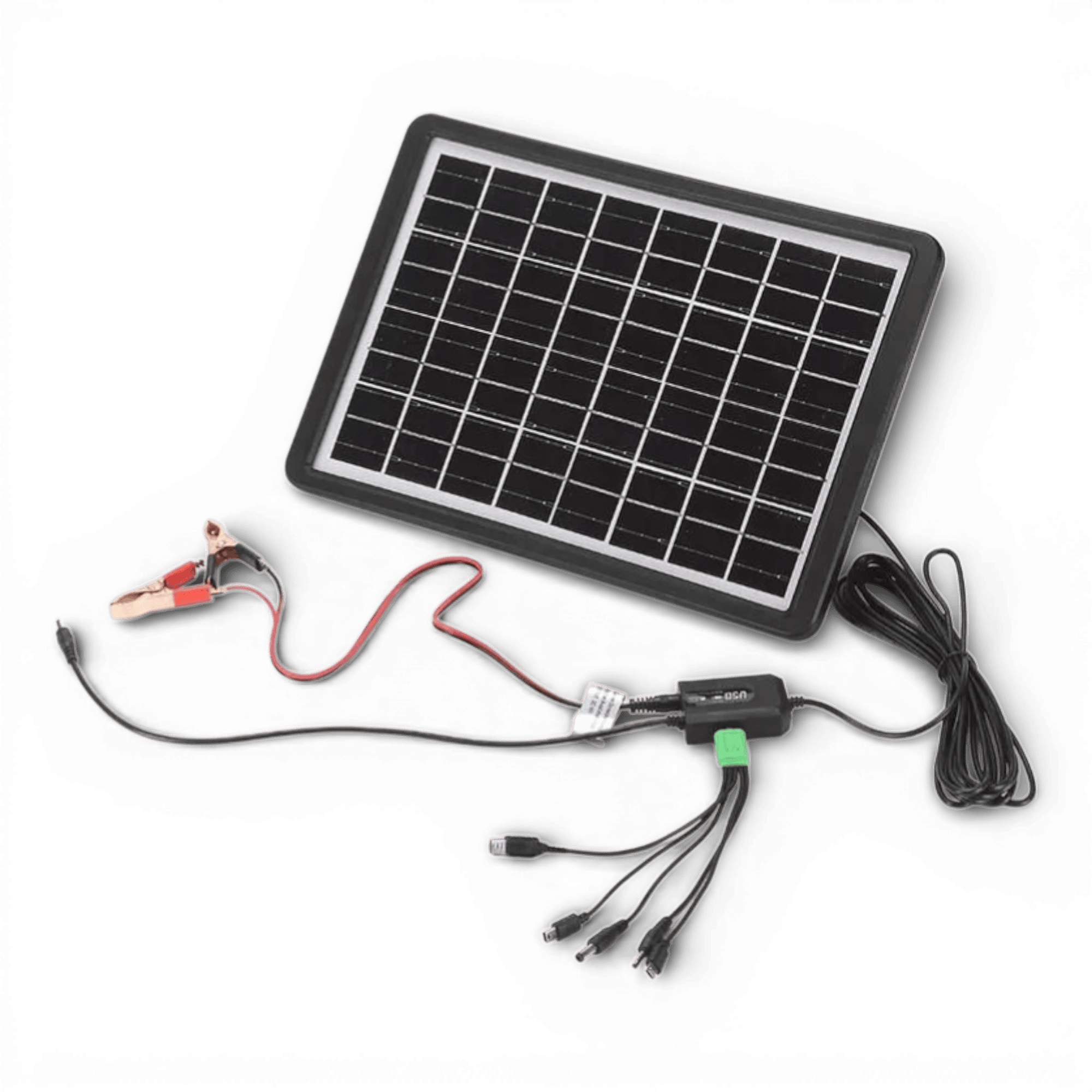 Set 4x Panou Solar Portabil cu Regulator 15W – USB Multi, 16V/9V/6V, IP65, Încărcare Dispozitive și Baterii Auto/Moto, Negru