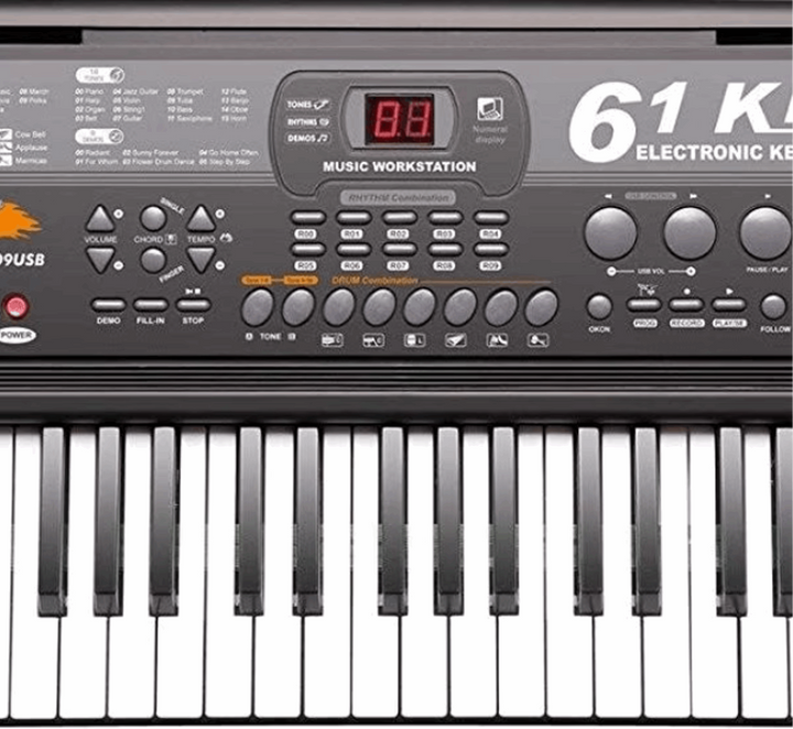 Pachet MQ-809USB, 61 Clape, Boxe, MP3,USB, Microfon, Claviatura + Stativ forma Z DOW, Reglabil 50-80cm.