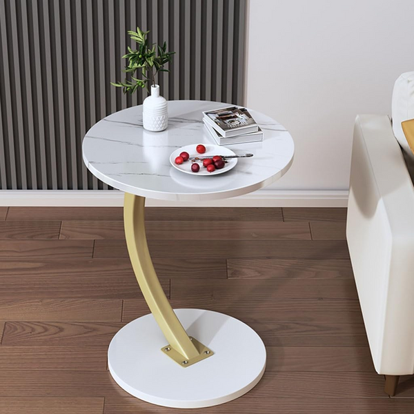 Masuta de cafea pentru living, design nordic si minimalist, 40x60×40 cm, Alb/Auriu