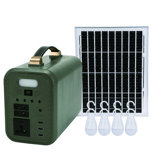Sistem Fotovoltaic DAT DT-9150C, cu Panou Solar 12V/12Ah 150W, 4 Becuri LED, Iesiri USB pentru Incarcare Telefon, Invertor Incorporat, Alimentare 220V