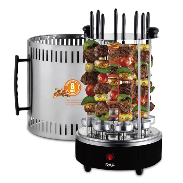 Gratar Electric Vertical RAF 8619, Fara Fum, 1200W, 8 Frigaruie Rotative din Otel
