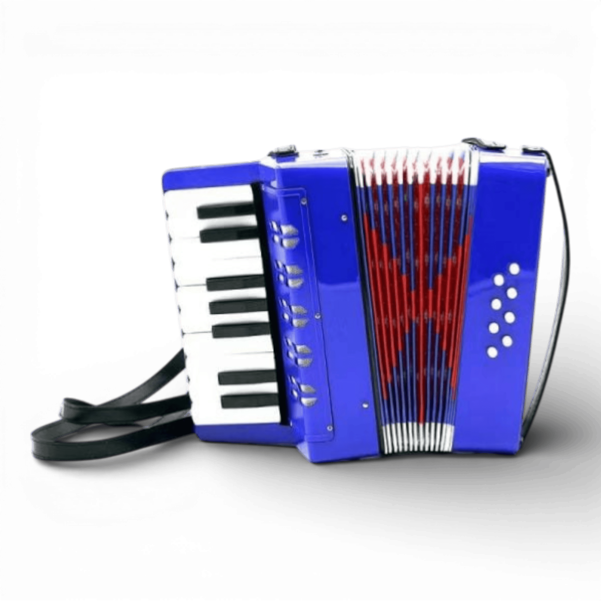 Acordeon AEIDEN® Semi-Profesional pentru copii, 17 clape si 8 butoane de bass, 30 cm, Albastru