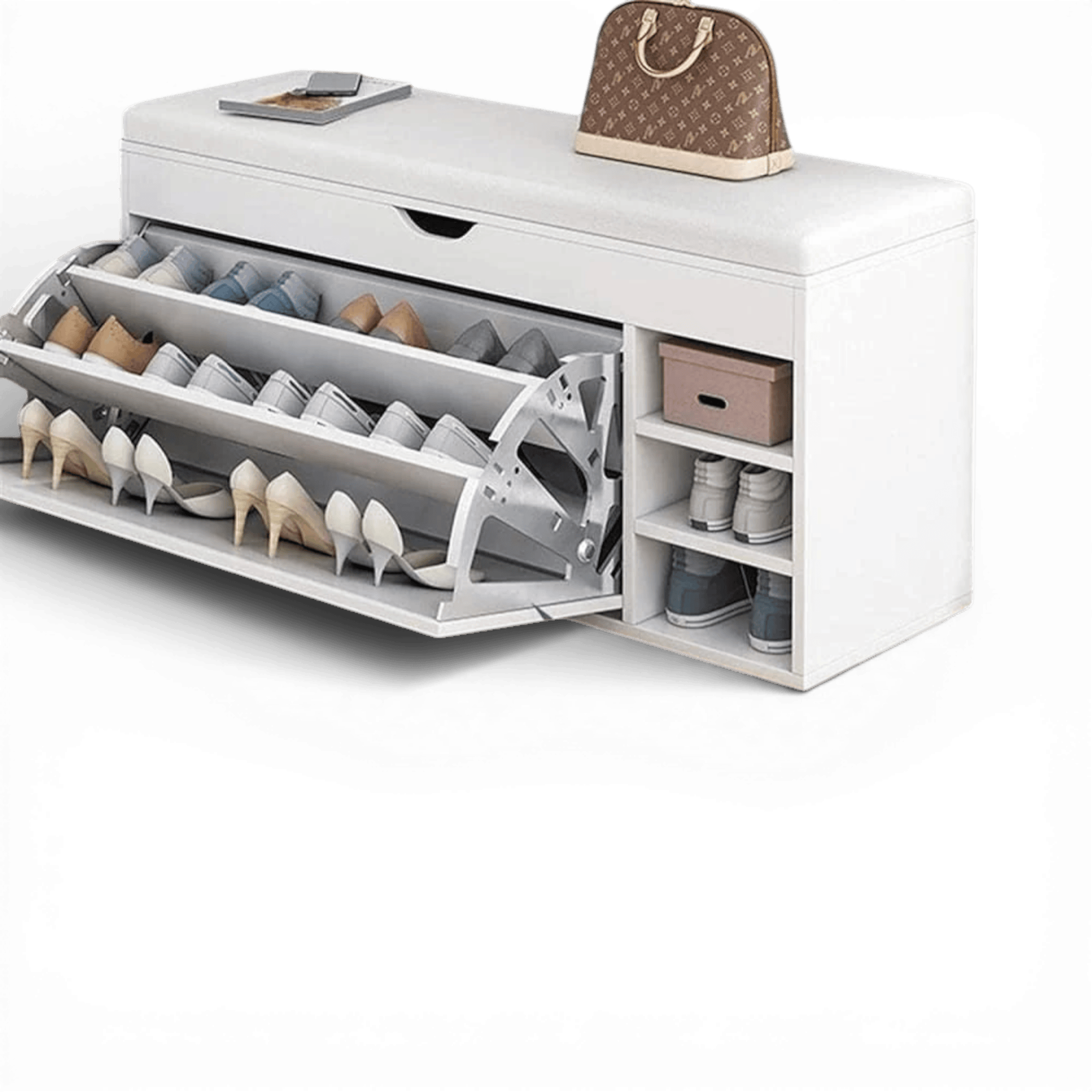 Dulap pentru pantofi tip bancheta, 110 x 34 x 51 cm, Alb