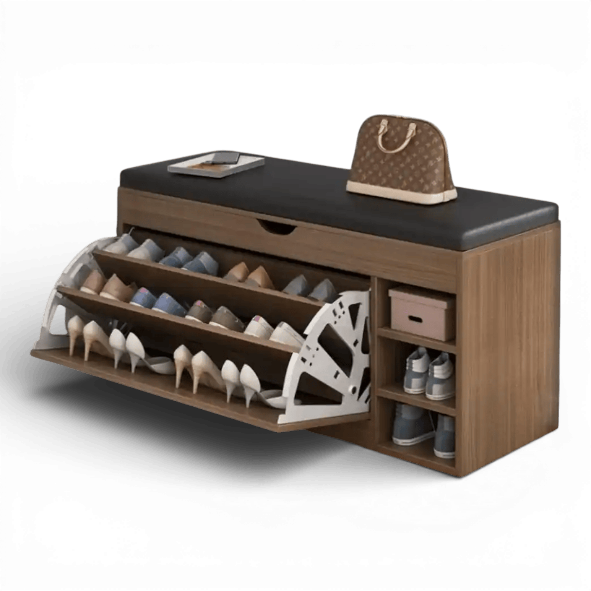 Dulap pentru pantofi tip bancheta, 110 x 34 x 51 cm, Maro