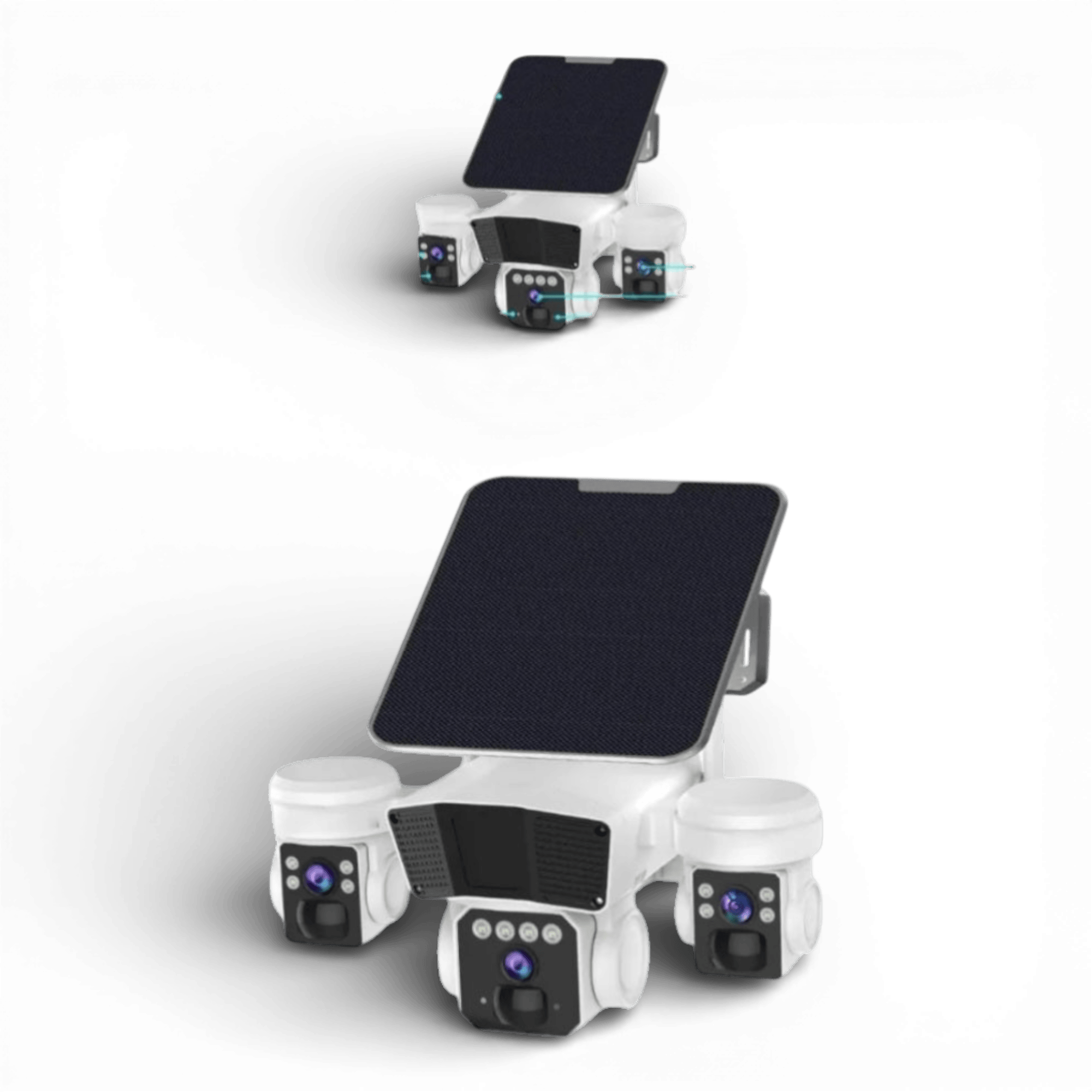 Camera de Supraveghere Solară 4G 12MP Crocodil – Multi-lentile, Panou 20W, IP66, Urmărire Persoane, Cloud/SD