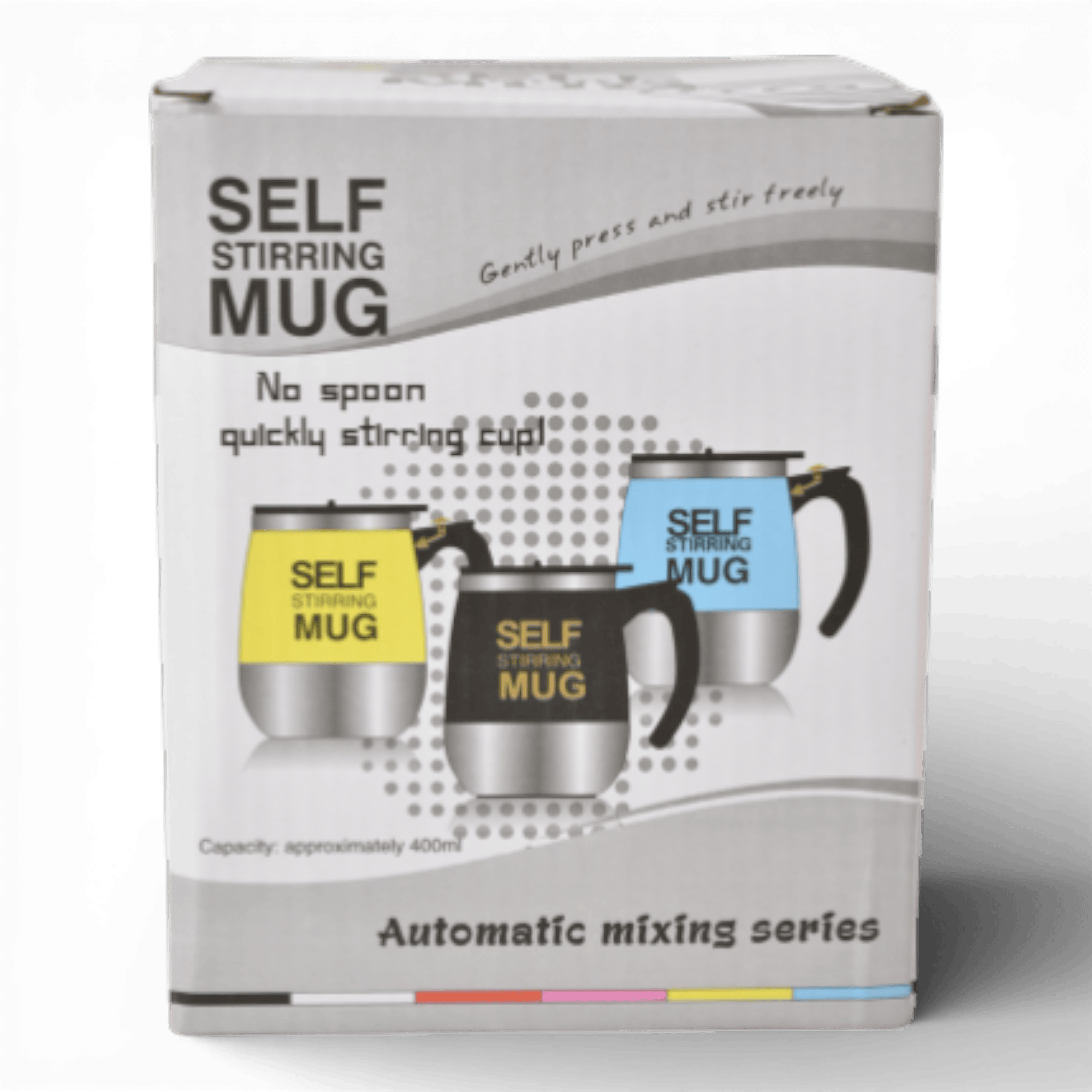 Cana Termică Self Stirring Mug, 400 ml, cu Amestecare Automată, Inox, Cu Capac și Mâner Ergonomic