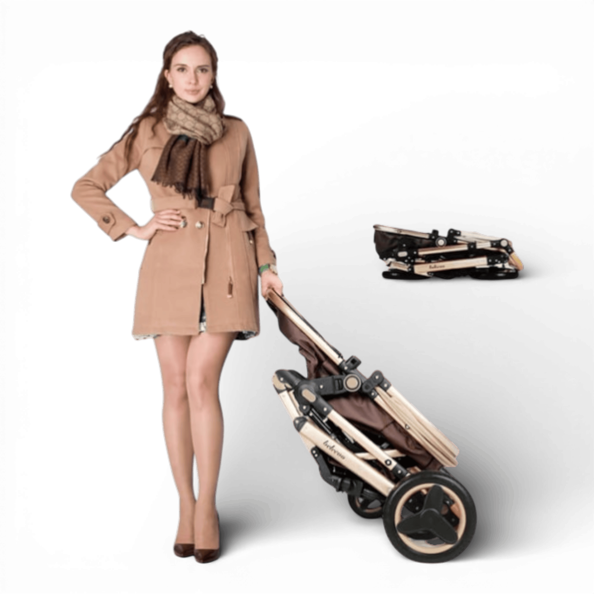 Carucior 2 in 1 pentru copii, pliabil, cu suspensii, transformabil landou-sport, 0-36 luni, cos pentru accesorii