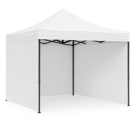 Cort Pavilion 3x3m Complet cu 3 Pereti Laterali si Acoperis, Cadru Pliabil pentru Curte, Gradina sau Evenimente, Alb