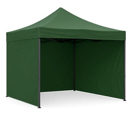 Cort Pavilion 3x3m Complet cu 3 Pereti Laterali si Acoperis, Cadru Pliabil pentru Curte, Gradina sau Evenimente, Verde