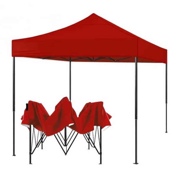 Cort Pavilion 3x3m Rosu Pliabil Cadru Metal pentru Curte, Gradina, Evenimente