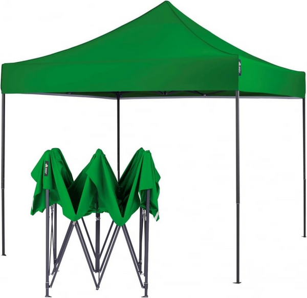 Cort Pavilion 3x3m Verde Pliabil Cadru Metal pentru Curte, Gradina, Evenimente