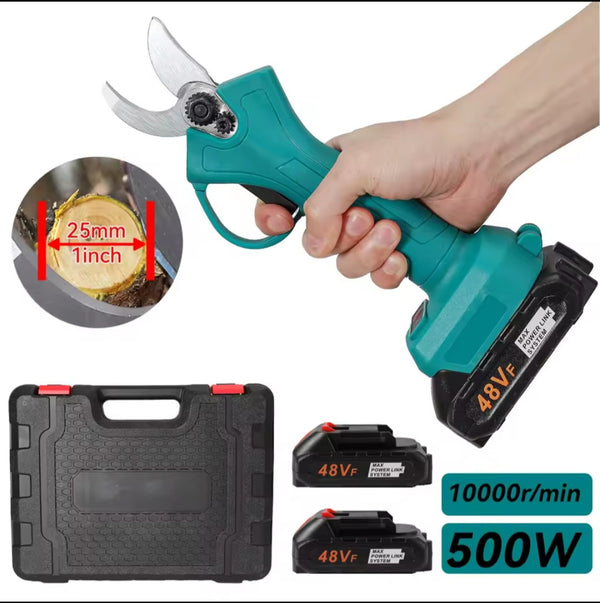 Foarfeca electrica pentru vita de vie si crengi, 2 acumulatori 48V, 8AH, Albastru