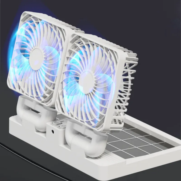 Ventilator Portabil De Masă Dublu Solar Alb USB